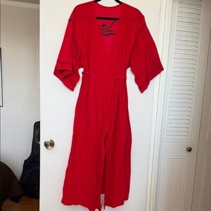Elegant Red Women's Kimono Robe